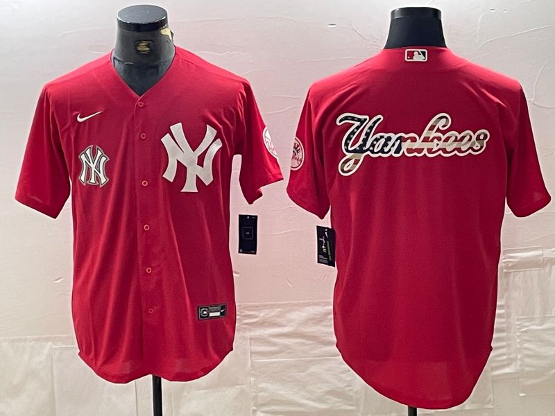 Men New York Yankees Blank Red joint name Nike 2024 MLB Jersey style 2->new york yankees->MLB Jersey